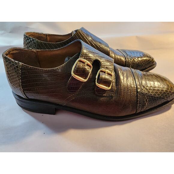 Stacy Adams Genuine Snake & Leather Double Monk Strap Dress Shoes Men’s 9.5M main image 6